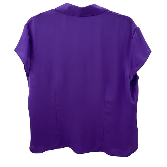 NWT Theory XL Cap Sleeve Blouse Top 100% Silk Georgette Bright Peony Purple - Picture 13 of 13